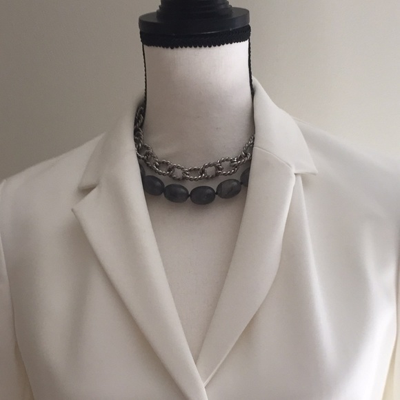 Kenneth Lane Dark Silver and Gray Bead Necklace - Picture 3 of 7